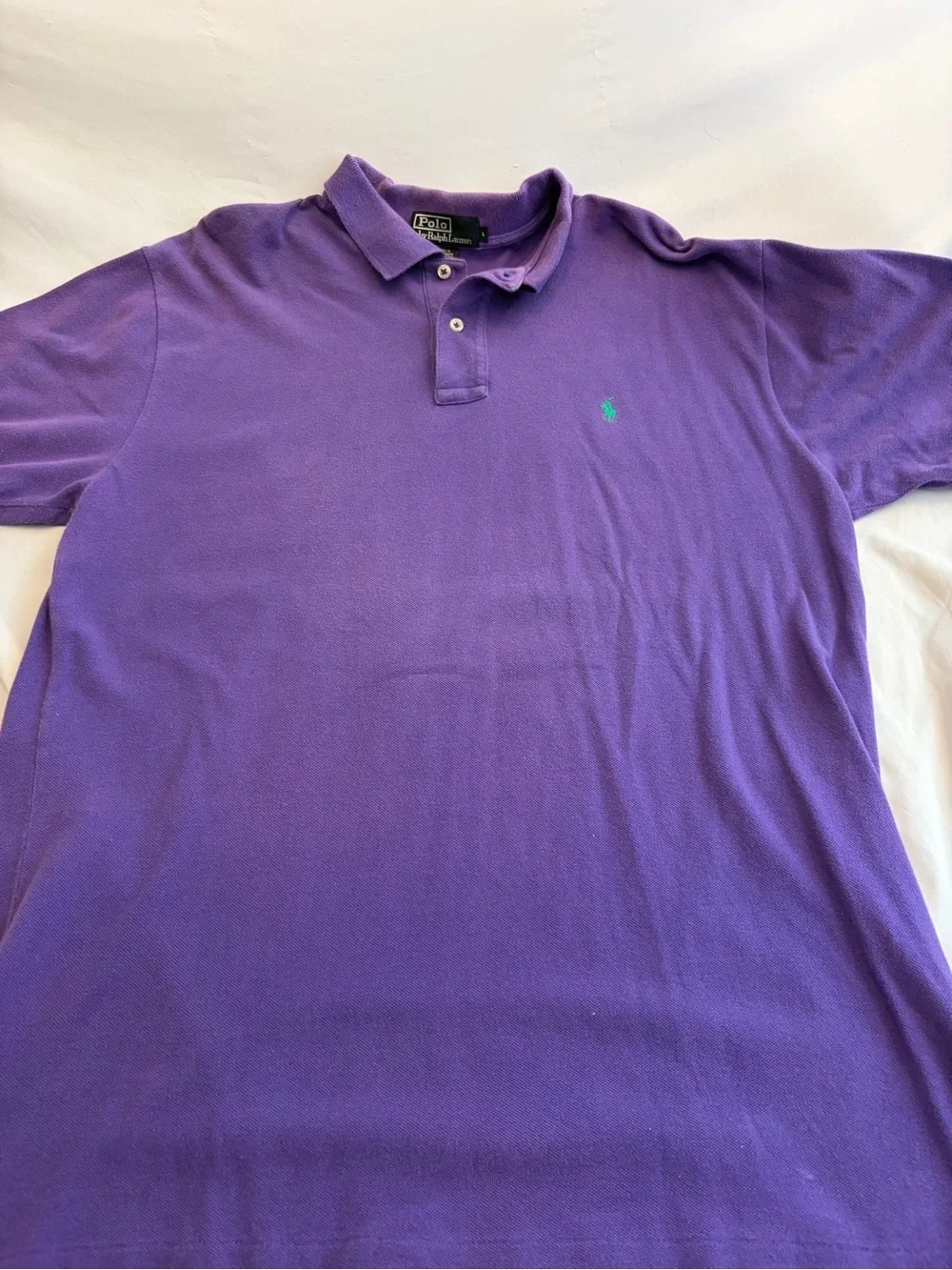Ralph Lauren Purple Polo Shirt with Green Pony Size Large